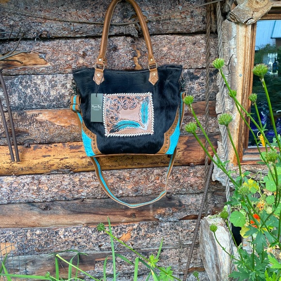 MYRA BAG Hair-on leather hand tooled - Picture 2 of 9